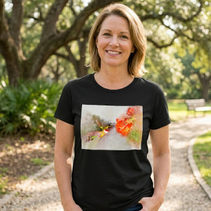 Akvarell Kolibri som äter från livfull blomma T Shirt