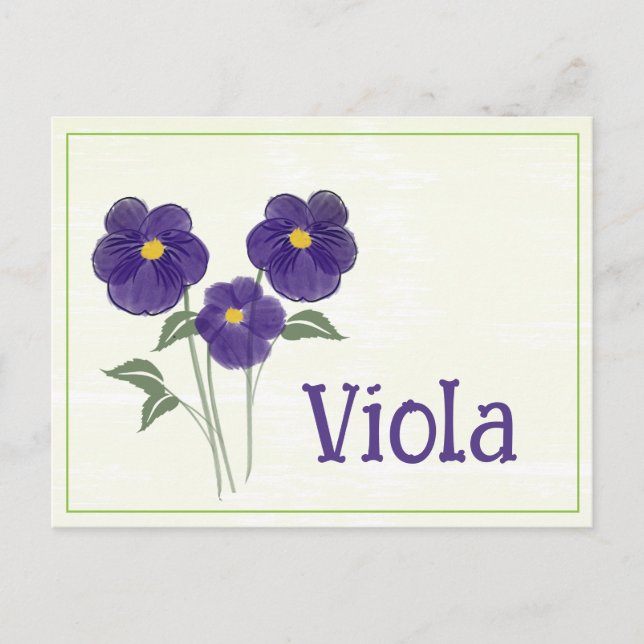 Akvarell konst Viola blomma Februari födelsedag Vykort (Framsida)