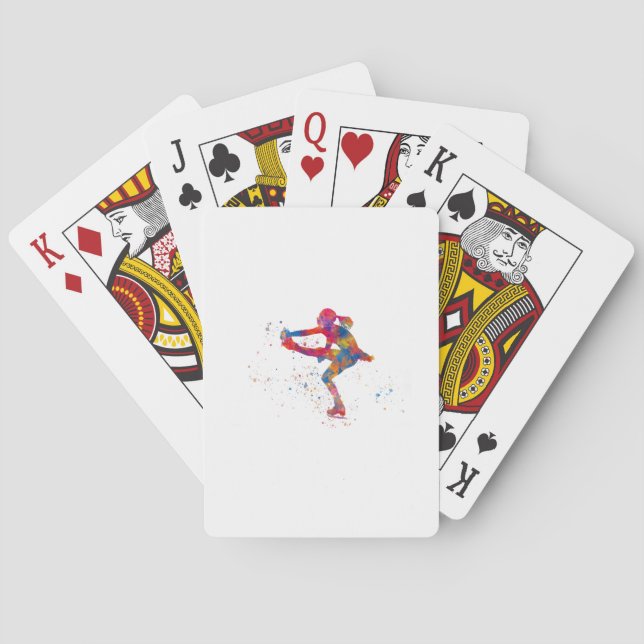Akvarell konståkning casinokort (Baksidan)