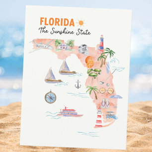 Akvarell Konstkart över Florida Vykort