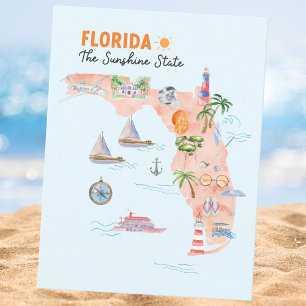 Akvarell Konstkart över Florida Vykort