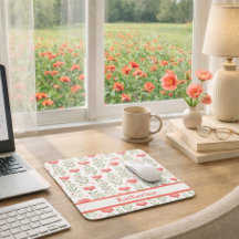 Akvarell Korall Rosa Vallmo Blomma