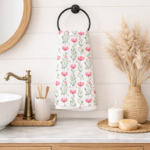 Akvarell Korall Rosa Vallmo Blommig