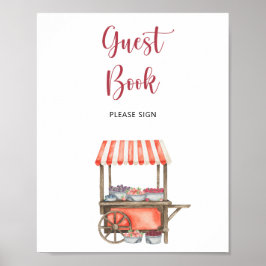 akvarell korg jordgubbe Gästbok Poster
