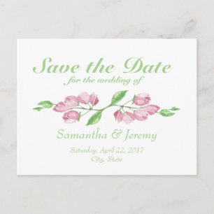 Akvarell Körsbärsblom Save the Date Blommig Meddelande Vykort