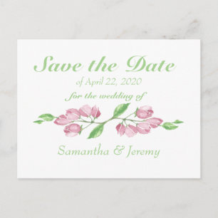 Akvarell Körsbärsblom Save the Date Blommig Meddelande Vykort