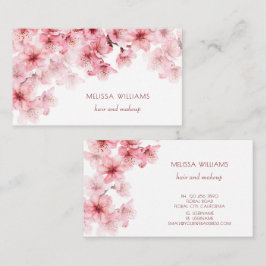 Akvarell Körsbärsblommor Rosa Blommig Visitkort