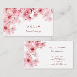 Akvarell Körsbärsblommor Rosa Blommig Visitkort