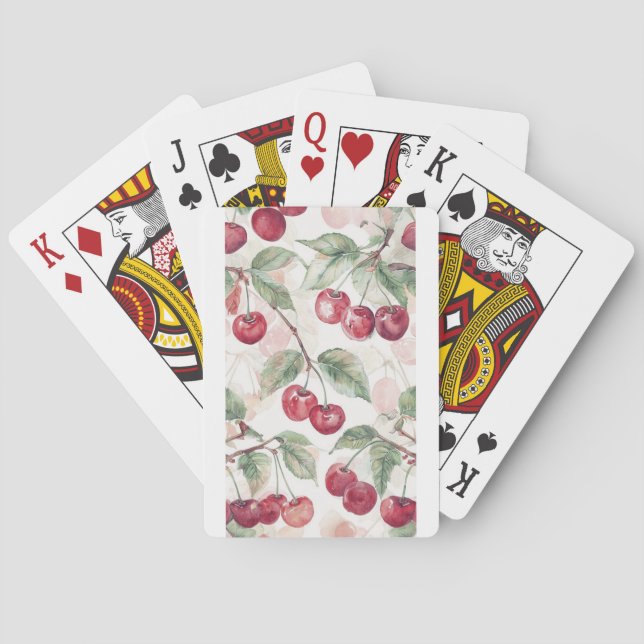 Akvarell Körsbärsmönster – Botanisk Fruktkonst Casinokort (Baksidan)