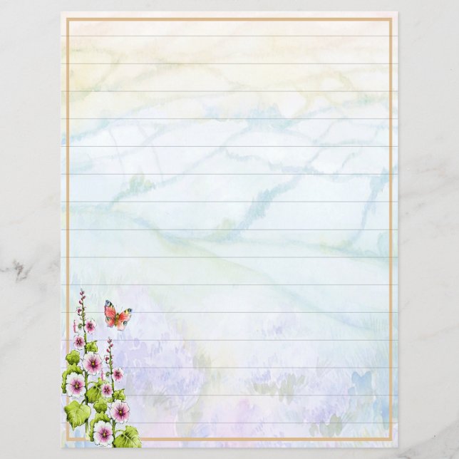 Akvarell kulle och vilda blommor brevpapper (Framsida)