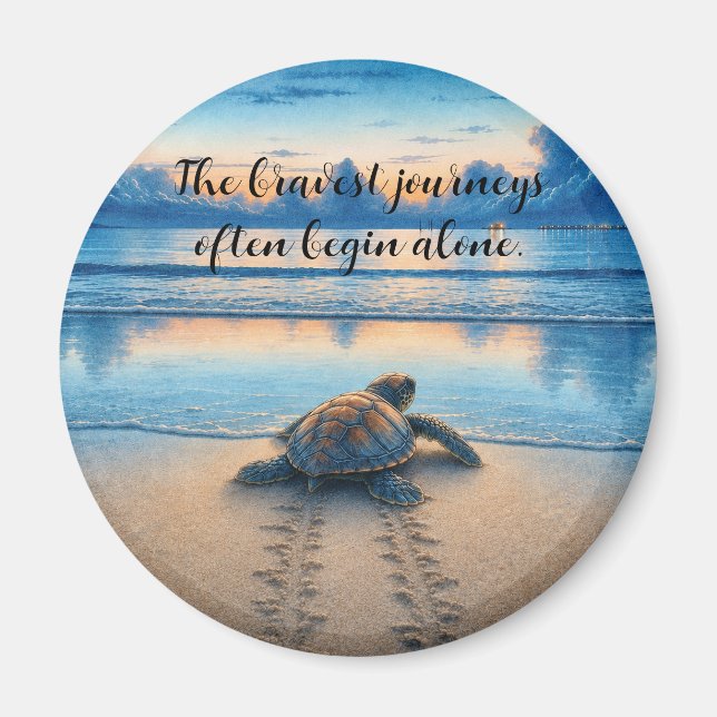 Akvarell kustkräfta på sandstrand med citat magnet (Framsidan)