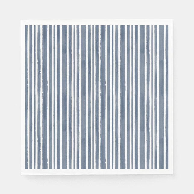 Akvarell Kustlandskap Blå Randig Bröllop Pappersservett (Framsidan)