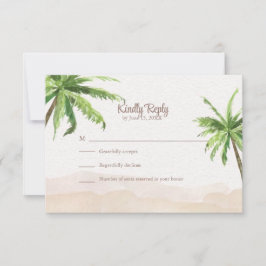 Akvarell kustnära strand med palmer bröllop OSA kort