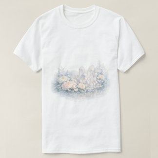 Akvarell Kvarts Kristaller Pastell Peonies Blommig T Shirt