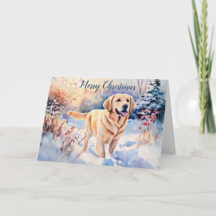 Akvarell Labradorhund I Snö God Jul Kort