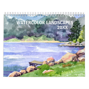 Akvarell Landskap När som helst År Hav Berg Sjö Kalender