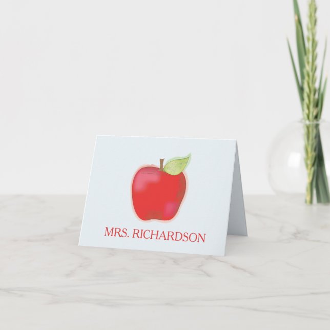 Akvarell Lärare Whimsical Äppeluppskattning Kort (Framsida)