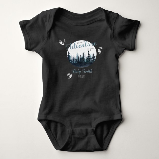 Akvarell Låt äventyret börja anpassat namn T Shirt (Framsida)