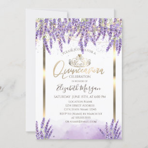Akvarell Lavanda, Strängljus Quinceanera Inbjudningar