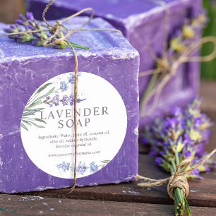 Akvarell Lavendel Blommig Tvål Runt Klistermärke