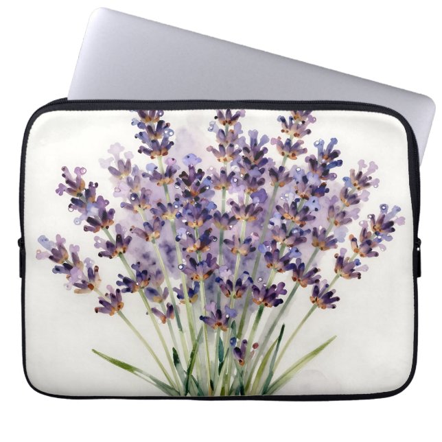 Akvarell Lavendel Bouquet Blommig Laptop Fodral (Framsidan)