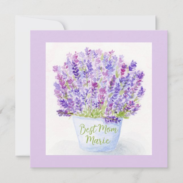 Akvarell Lavendel Mors Dag Platt Välkomstkort Kort (Framsida)