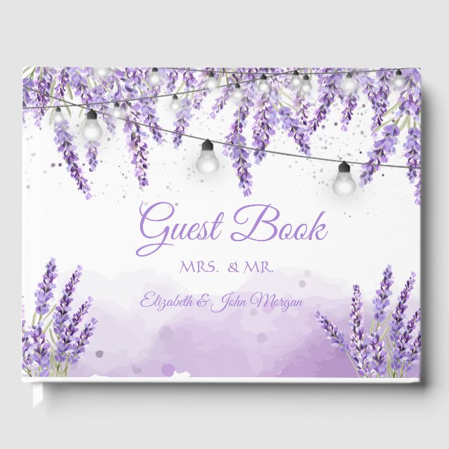 Akvarell Lavendel Sladdljus Gästböcker (Framsida)