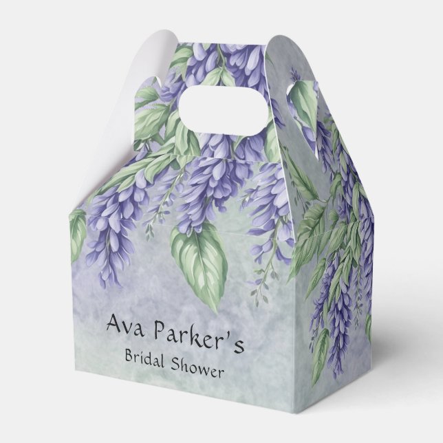 Akvarell Lavendel Wisteria Bröllopsdusch Presentaskar (Framsidan Sidan)