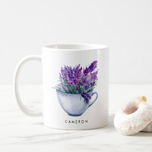 Akvarell Lavendelblommor i tekopp Personlig Kaffemugg