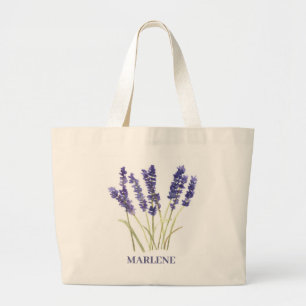 Akvarell Lavendelblommor Lila Blommor Jumbo Tygkasse