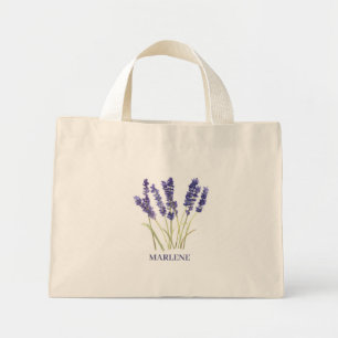 Akvarell Lavendelblommor Lila Blommor Mini Tygkasse