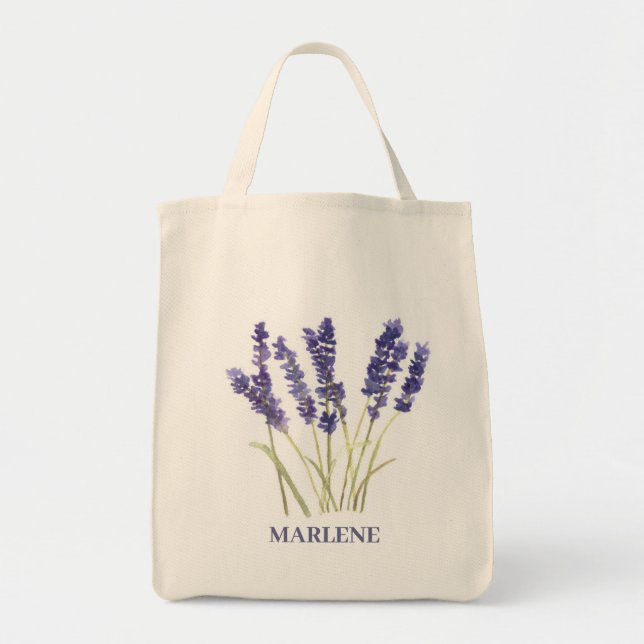 Akvarell Lavendelblommor Lila Blommor Tygkasse (Framsidan)