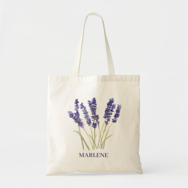 Akvarell Lavendelblommor Lila Blommor Tygkasse (Framsidan)