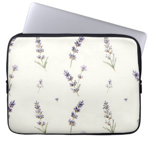 Akvarell Lavendelkvistar Diskret Blommönster Laptop Fodral