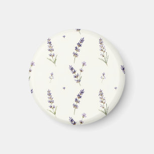 Akvarell Lavendelkvistar Diskret Blommönster Magnet