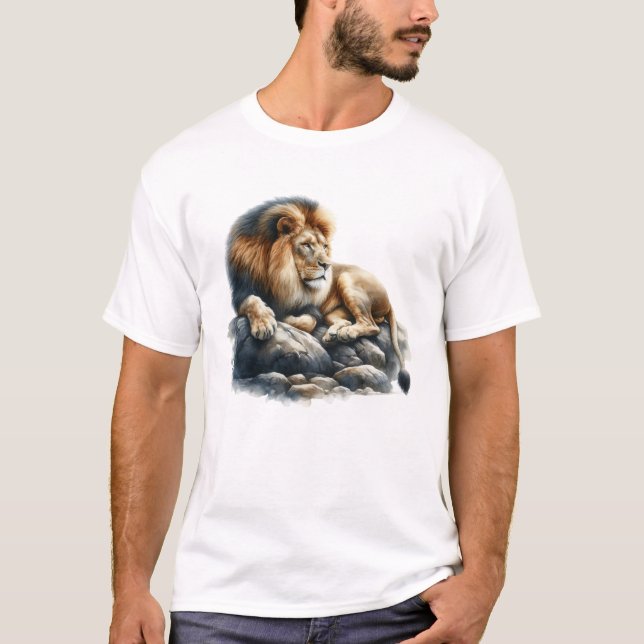Akvarell Lejon   T Shirt (Framsida)