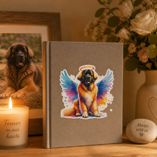 Akvarell Leonberger Hundängel Klistermärken