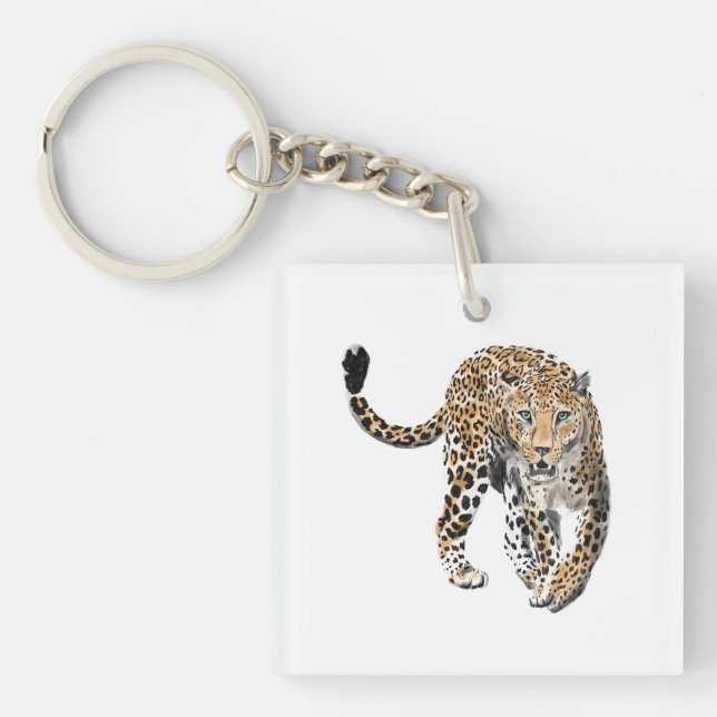 akvarell leopard djungel katt målad djur grön (Framsidan)