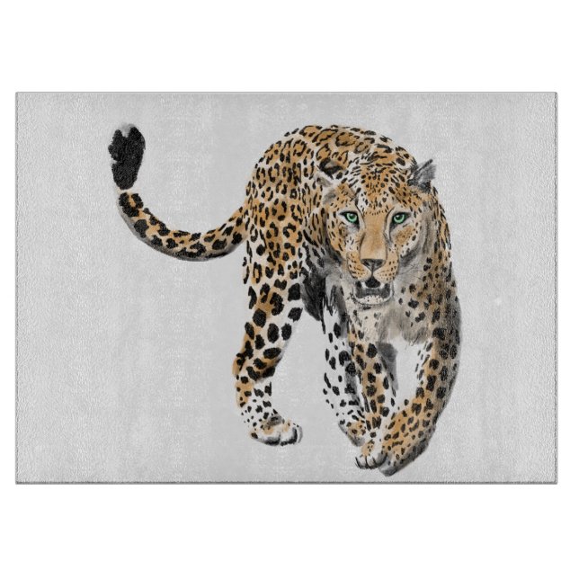 akvarell leopard djungel katt målad djur grön (Framsidan)