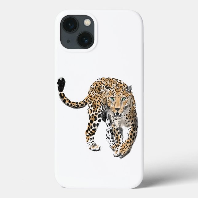 akvarell leopard djungel katt målad djur grön (Baksida)
