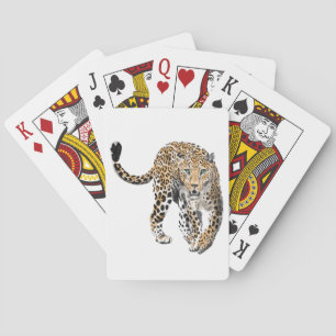akvarell leopard djungel katt målad djur grön casinokort
