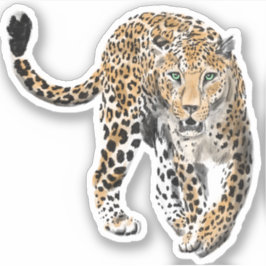akvarell leopard djungel katt målad djur grön klistermärken