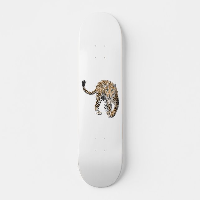 akvarell leopard djungel katt målad djur grön mini skateboard bräda 18,5 cm (Framsida)