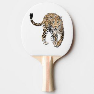 akvarell leopard djungel katt målad djur grön pingisracket