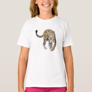 akvarell leopard djungelkatt målad djur grön t shirt