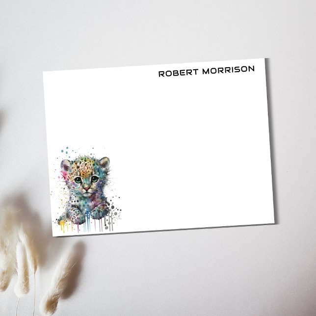 Akvarell Leopard Modern Minimalistisk Personlig Post-it Block (Skapare uppladdad)