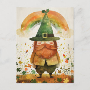 Akvarell Leprechaun Whimsical St. Patrick's Day Vykort