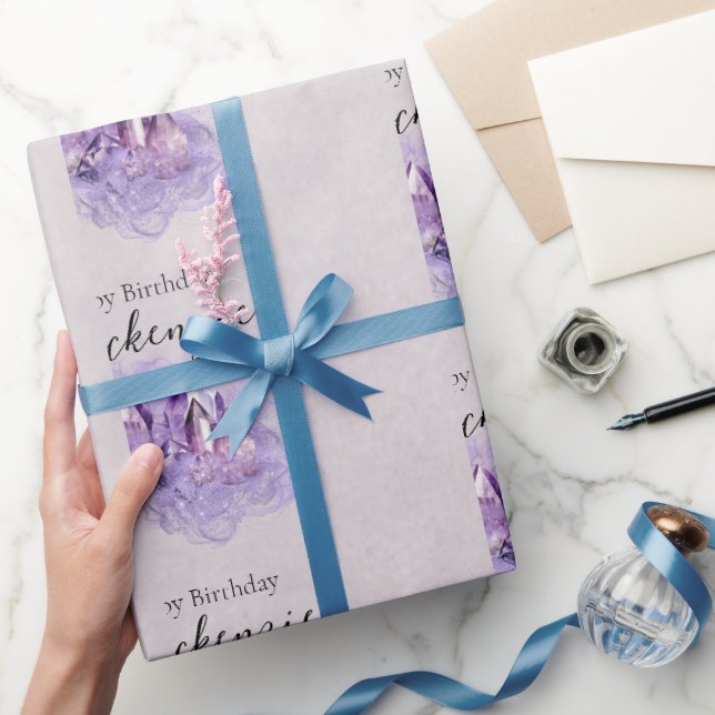 Akvarell Lila Amethyst Kristaller Presentpapper (Gifting)