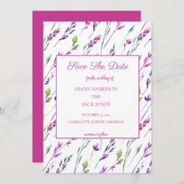Akvarell Lila Blommor Spara Datum Bröllop Inbjudningar