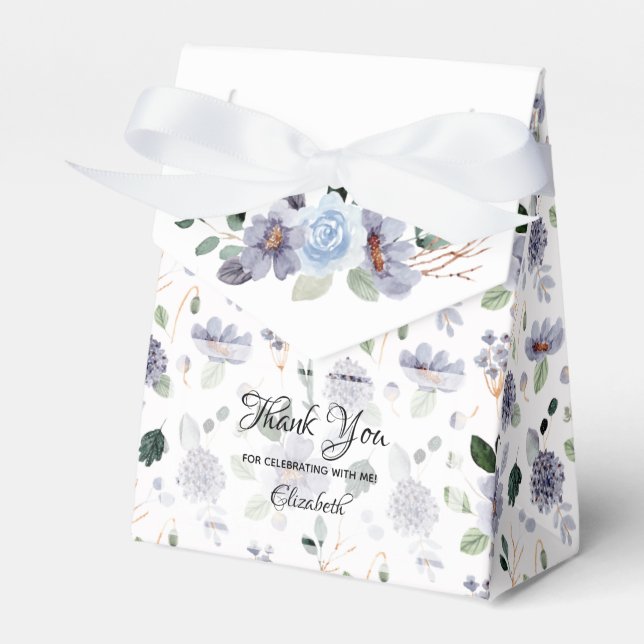Akvarell lila blomsterpresentbox presentaskar (Framsidan Sidan)